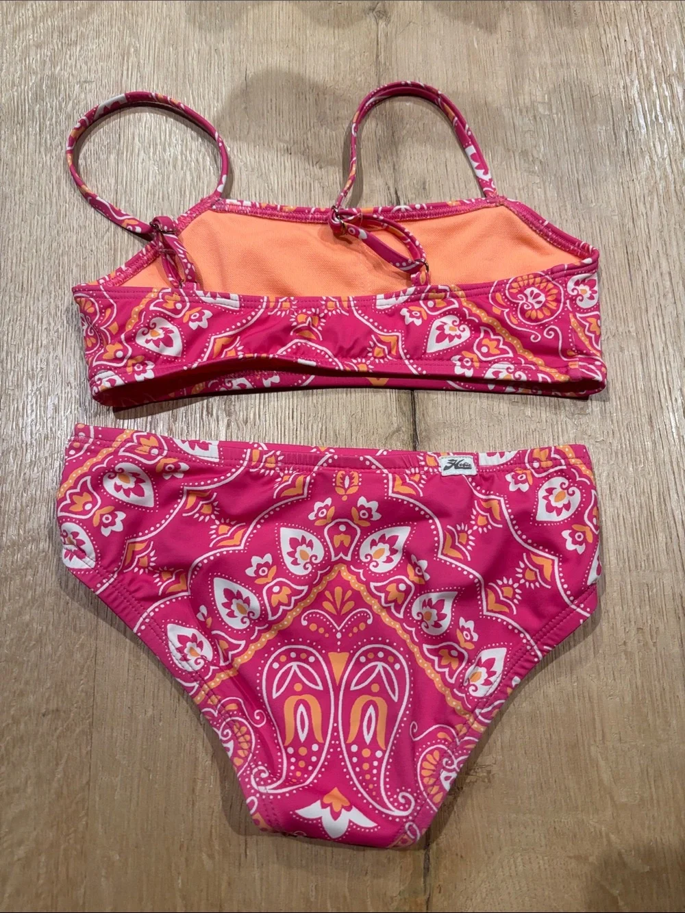 Hobie Girls Pink and Orange Paisley Two-Piece Swim Bikini